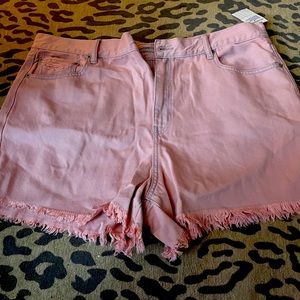 AE pink denim shorts